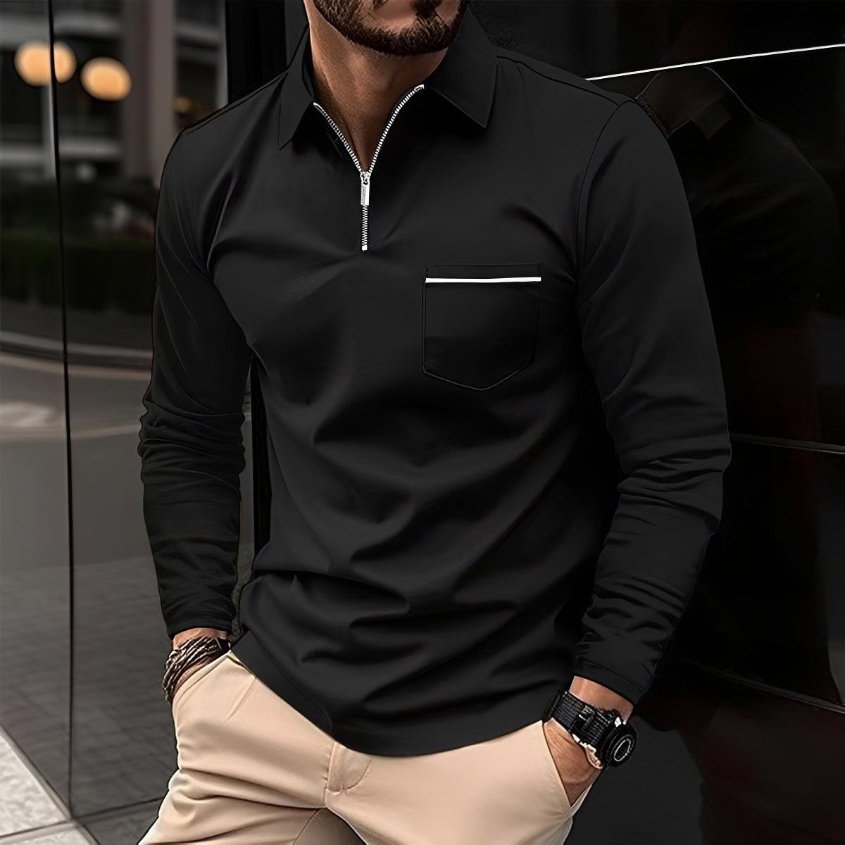 Jackson - Polo homme à manches longues - pour un look casual
