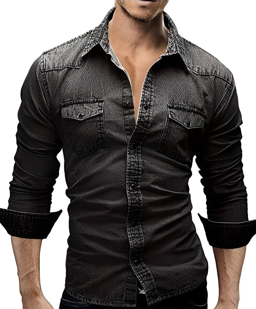 Arjun - Chemise en jean pour homme - manches longues style décontracté