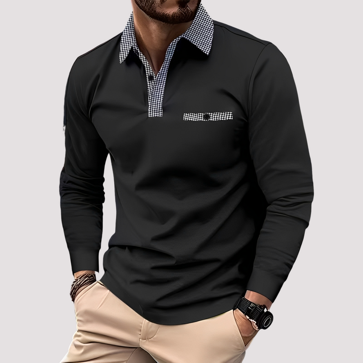 Aidan - Polo élégant à manches longues pour hommes
