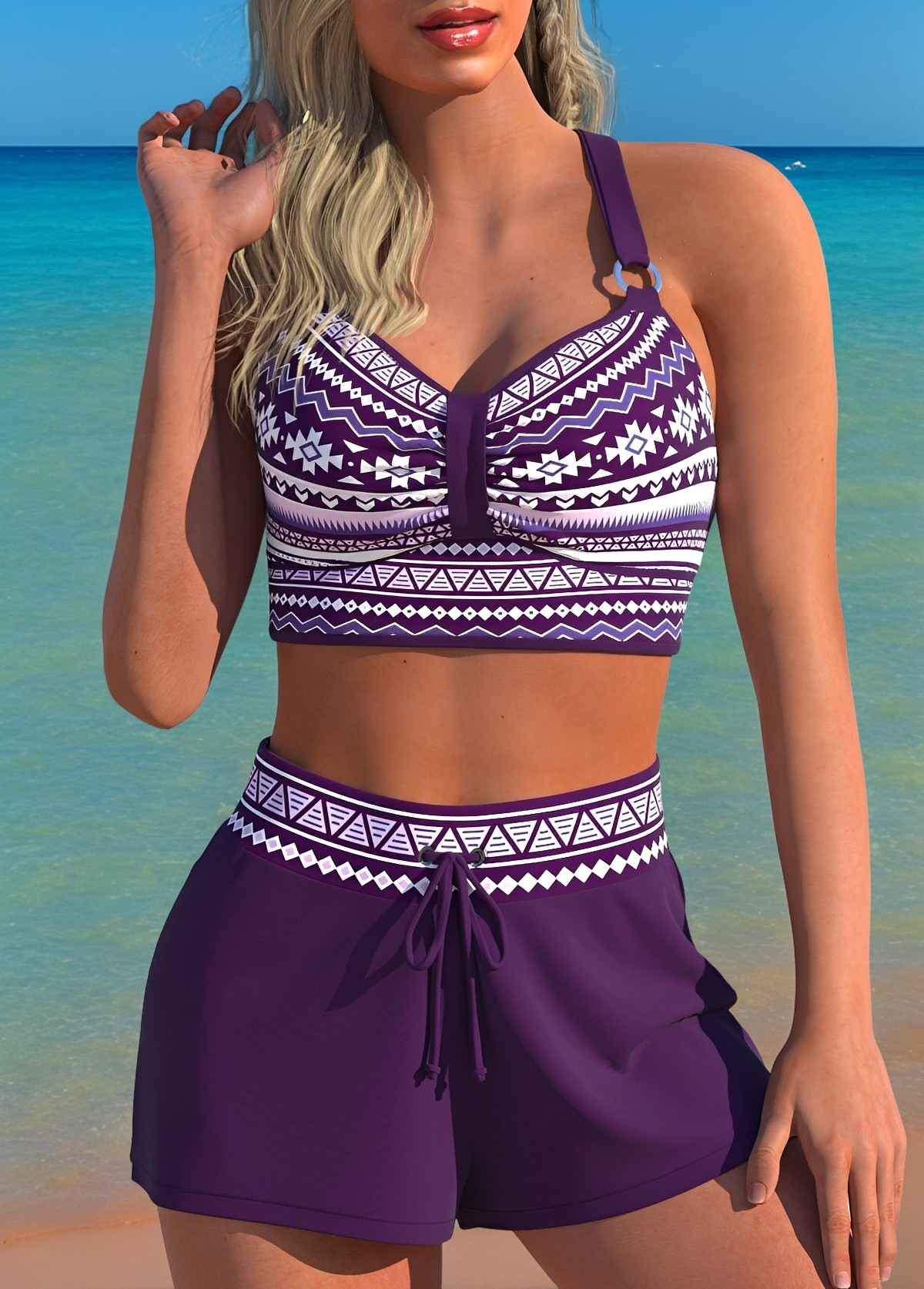 Bailey - Bikini mode à taille haute avec motif pour femmes