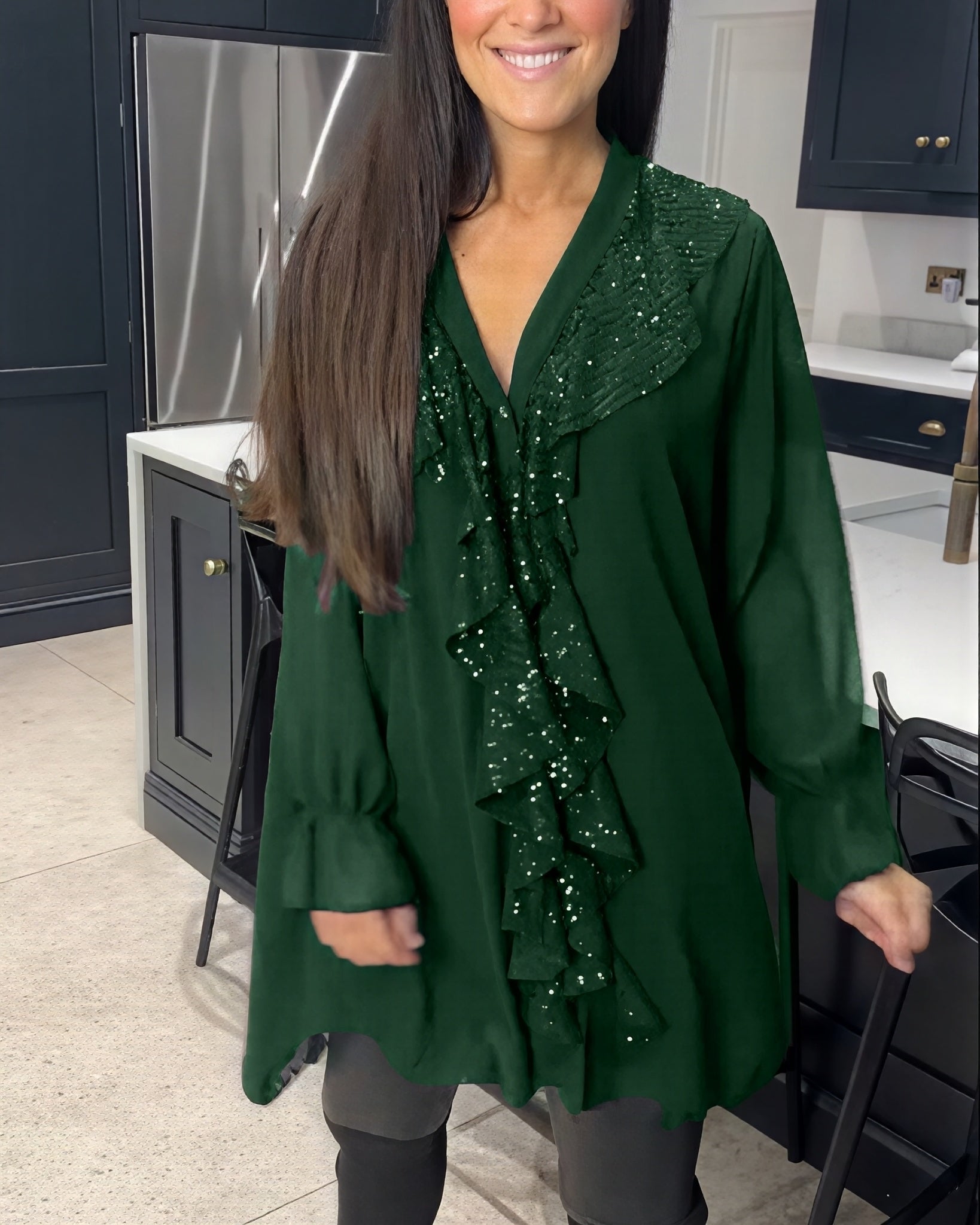 Aurora - Blouse longue avec décolleté en V