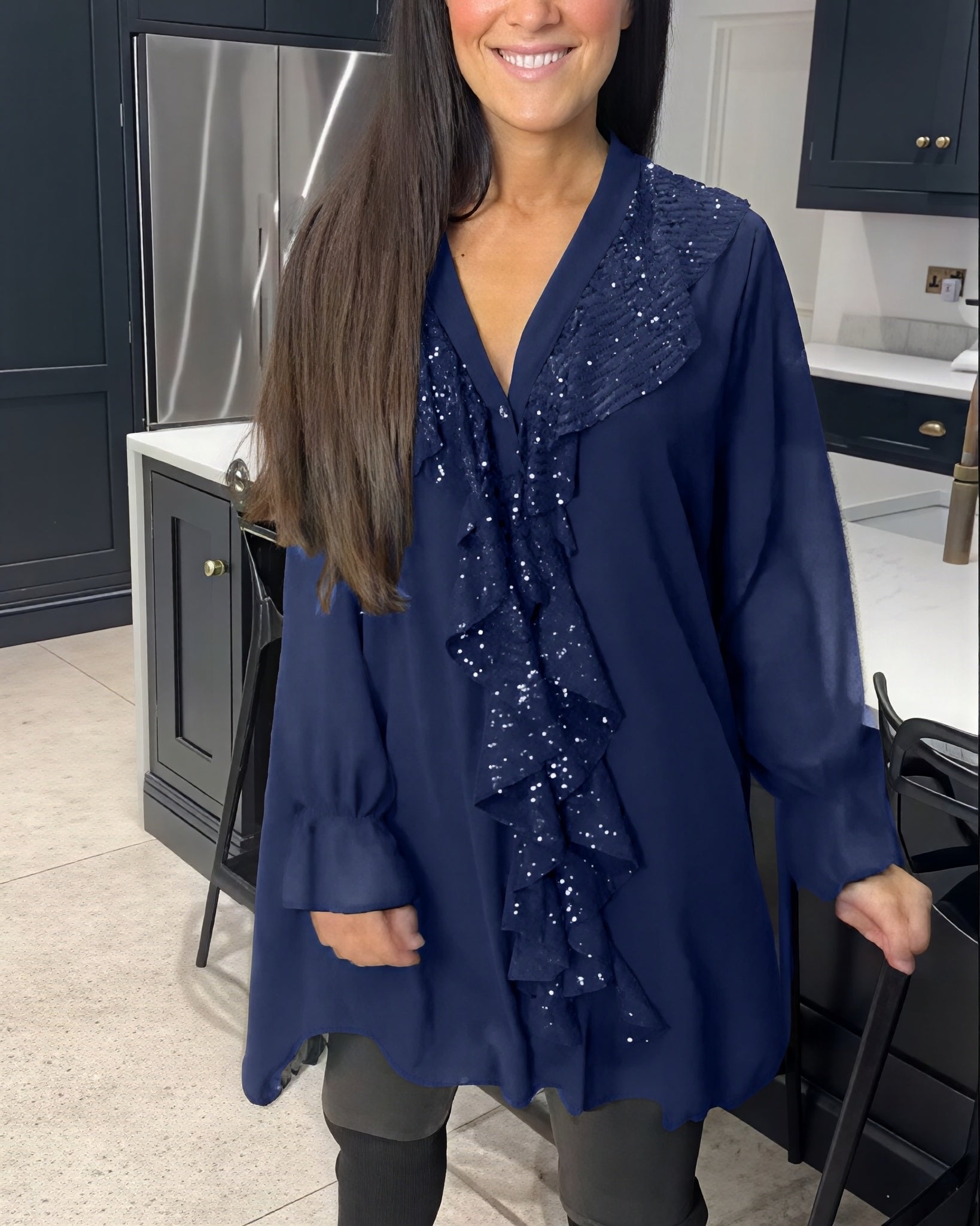 Aurora - Blouse longue avec décolleté en V