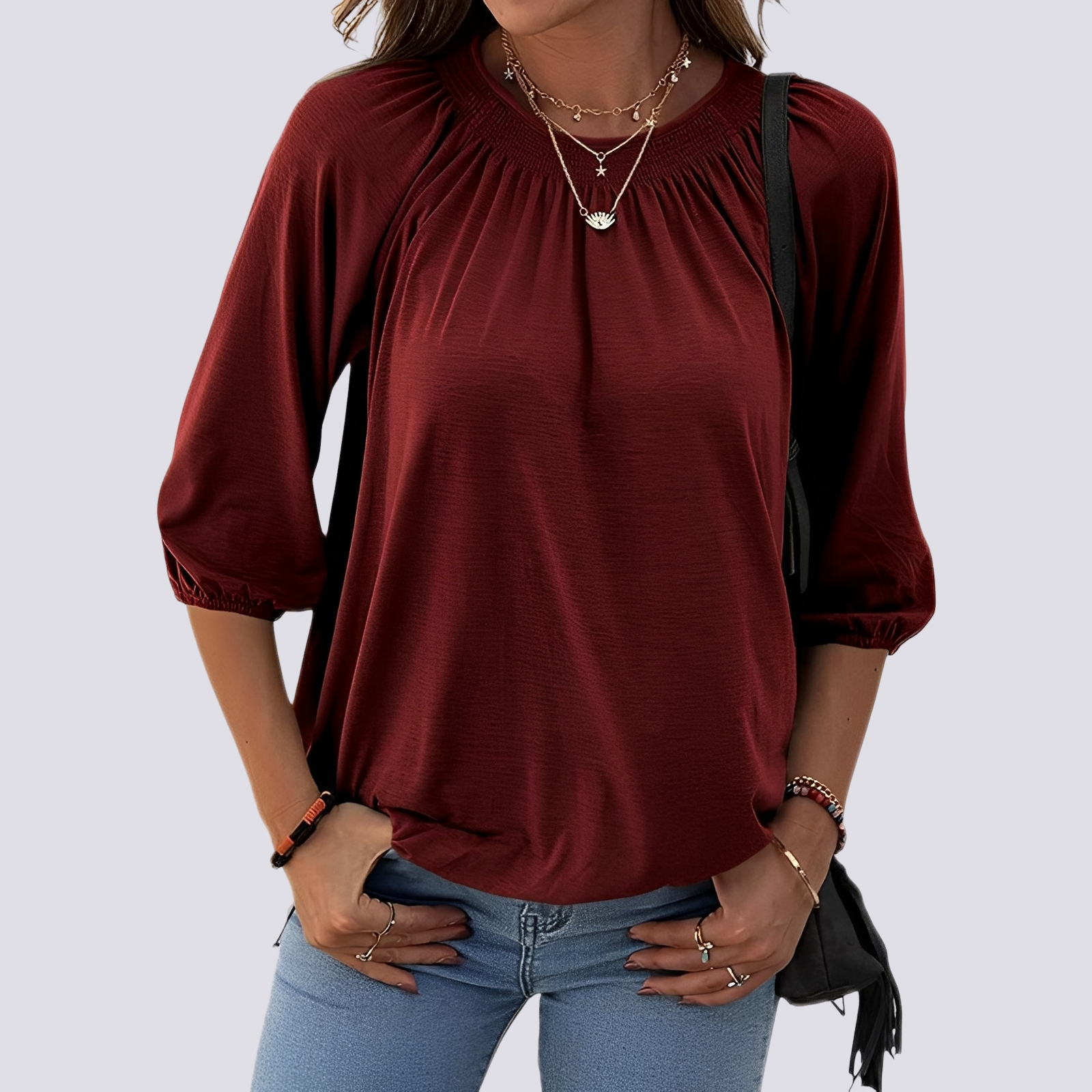 Telsa - Blouse relax à col rond pour femmes