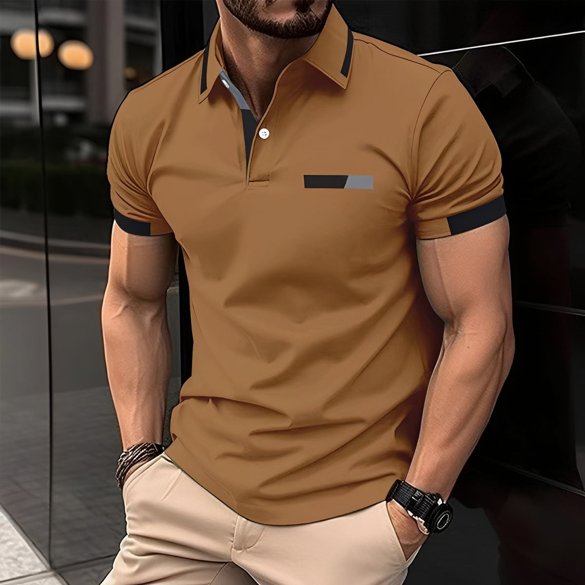 Julian - Polo chic et sportif avec col rabattu pour hommes