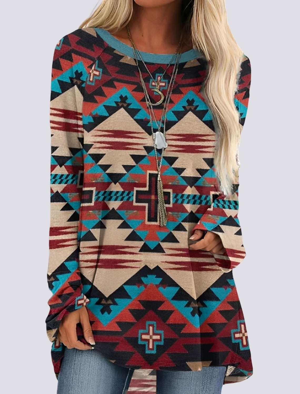Monica - Robe chemise élégante avec motif ethnique