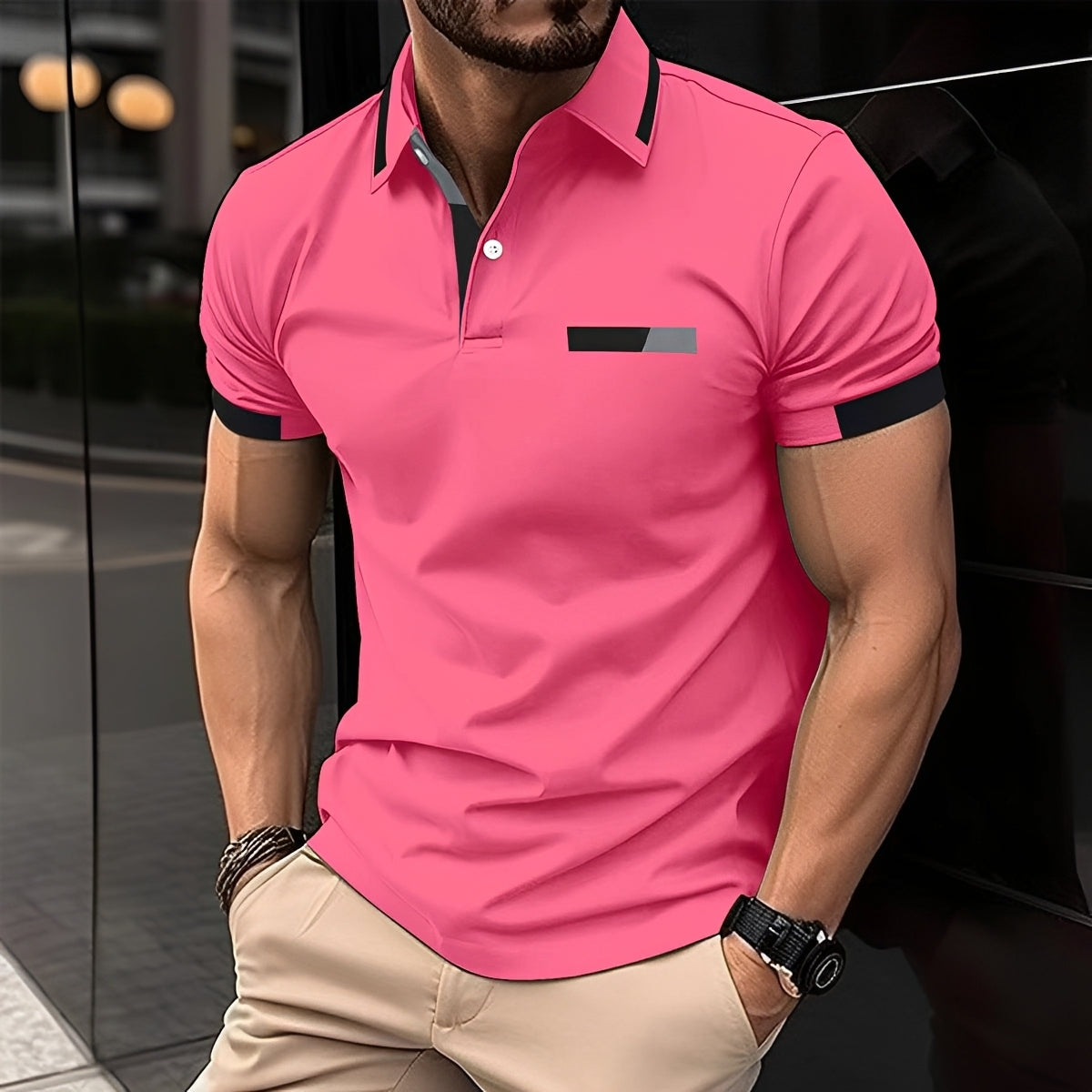 Julian - Polo chic et sportif avec col rabattu pour hommes