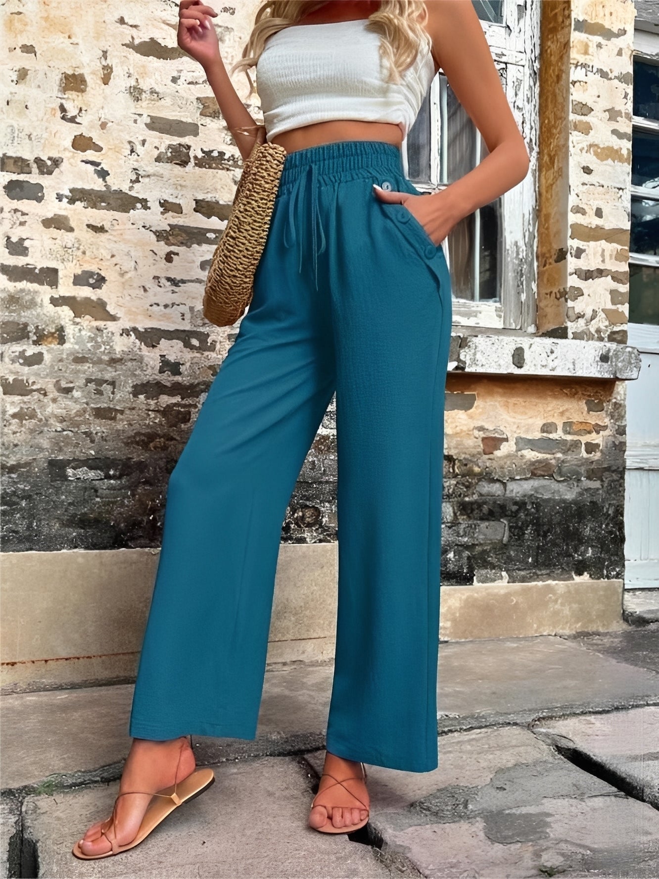 Allie - Pantalon large, chic et taille haute pour femmes