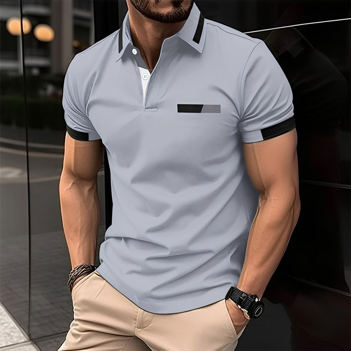 Julian - Polo chic et sportif avec col rabattu pour hommes