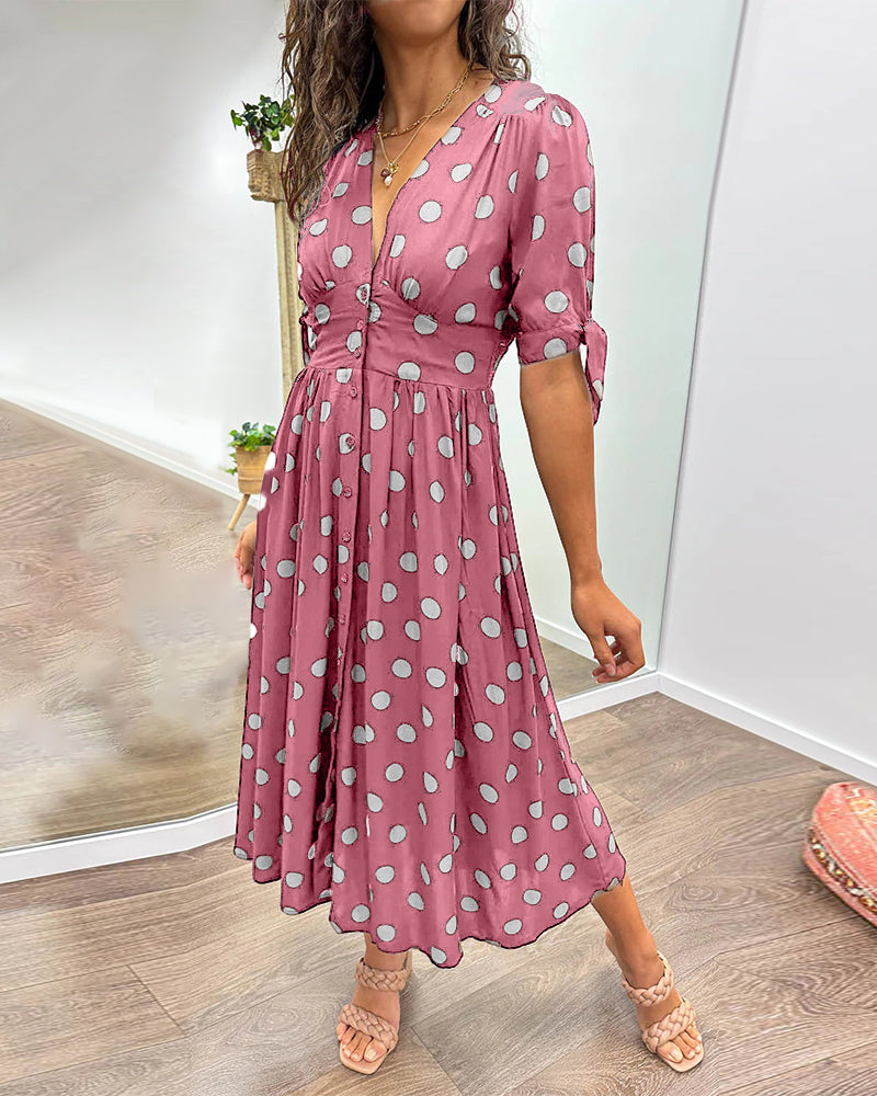 Penelope - Robe midi pour dame avec imprimé à pois