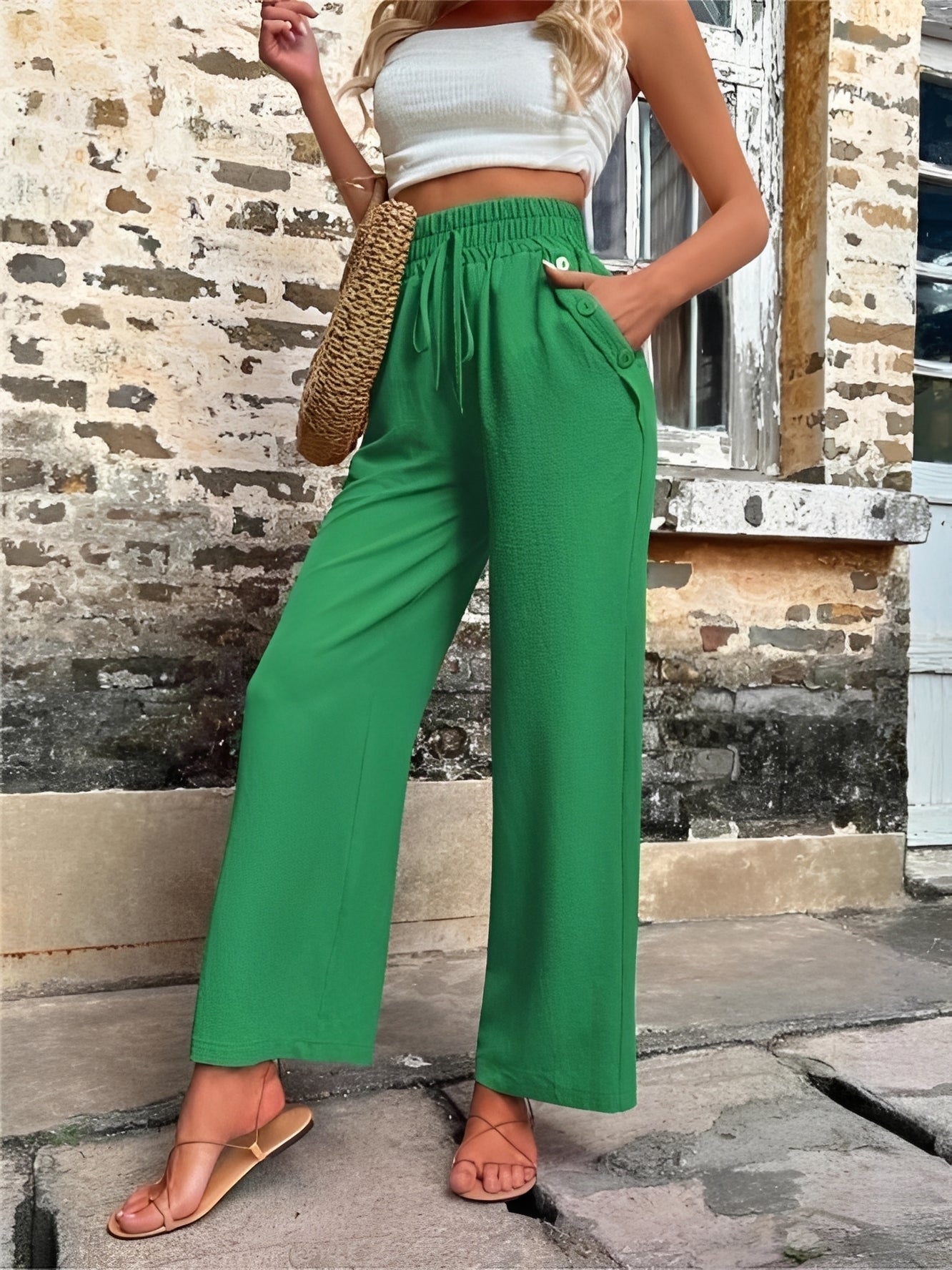 Allie - Pantalon large, chic et taille haute pour femmes