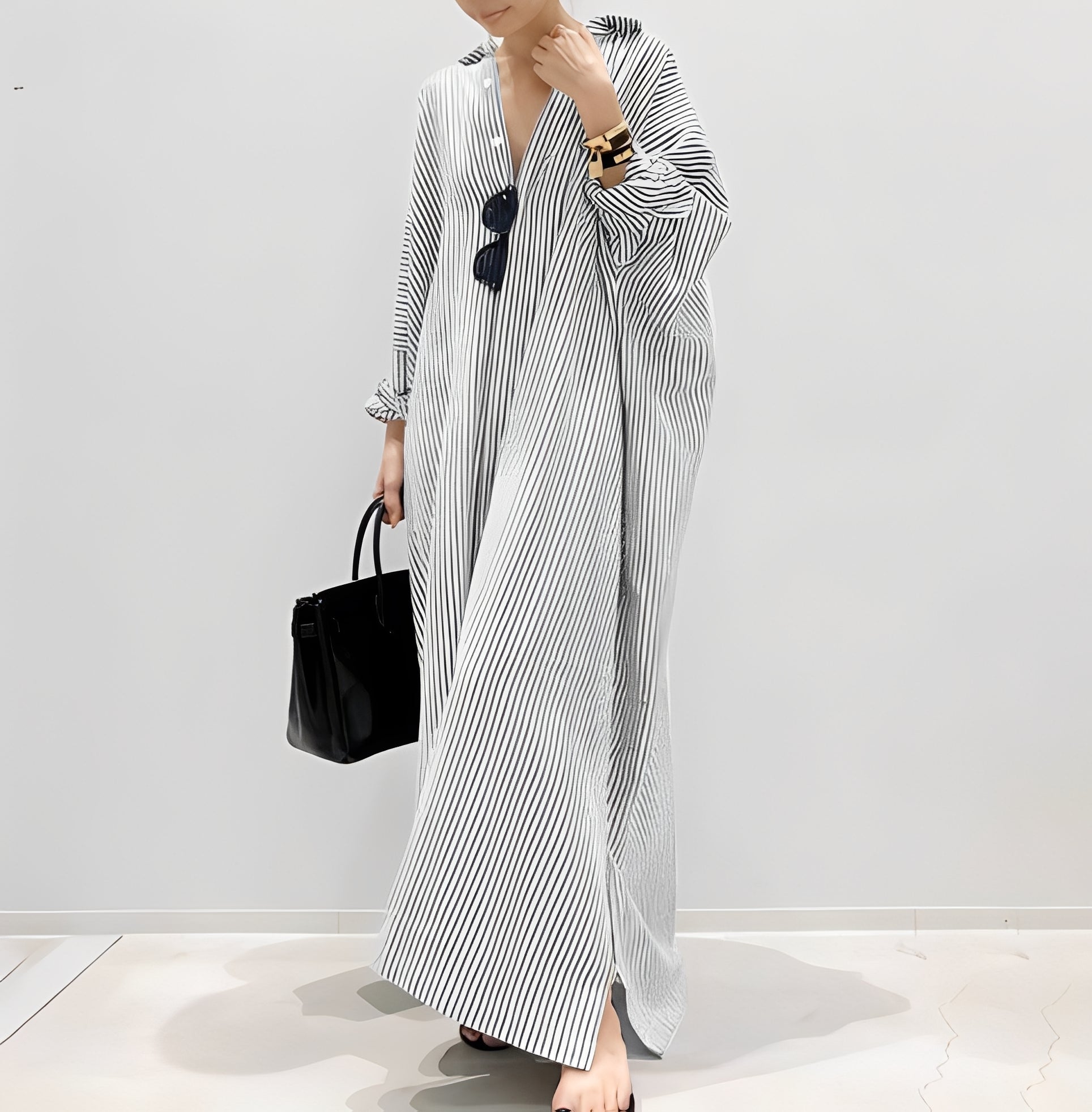 Jasmine - Chic robe chemise rayée pour femmes