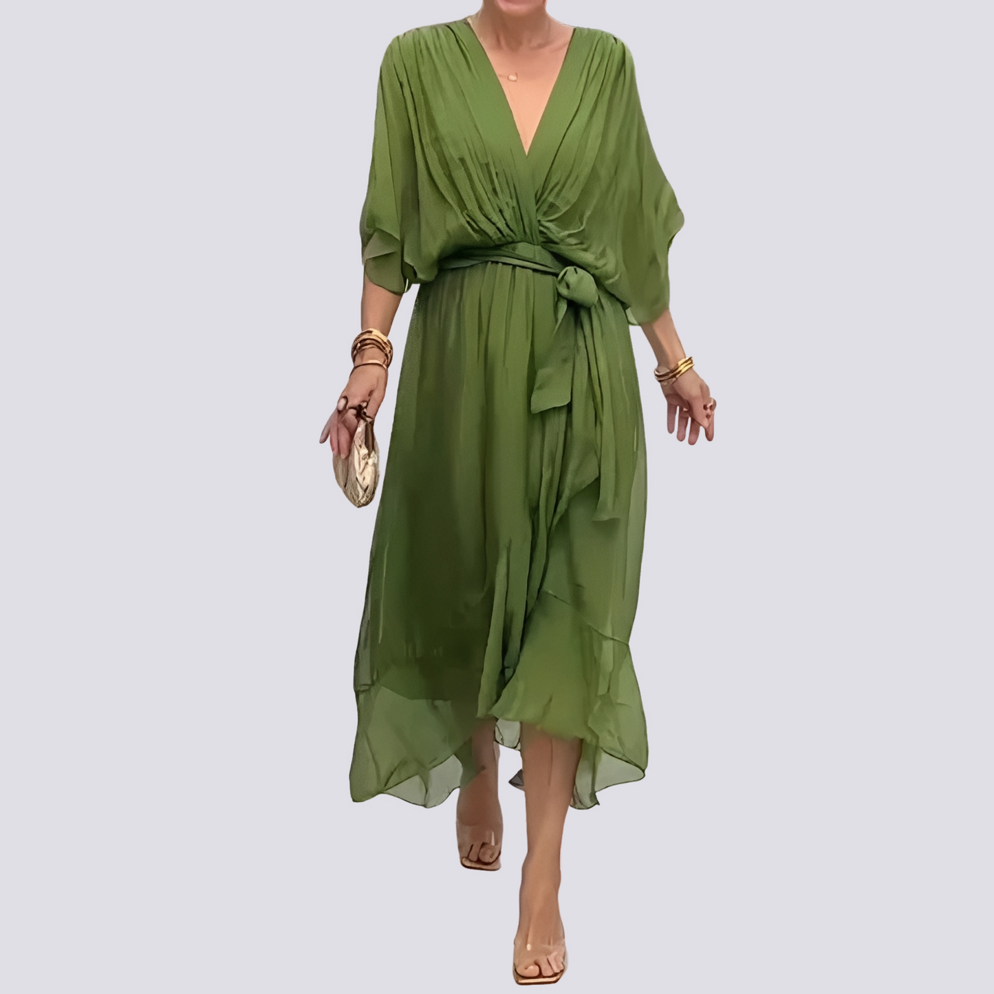 Jane - Robe avec coupe asymétrique et col en V