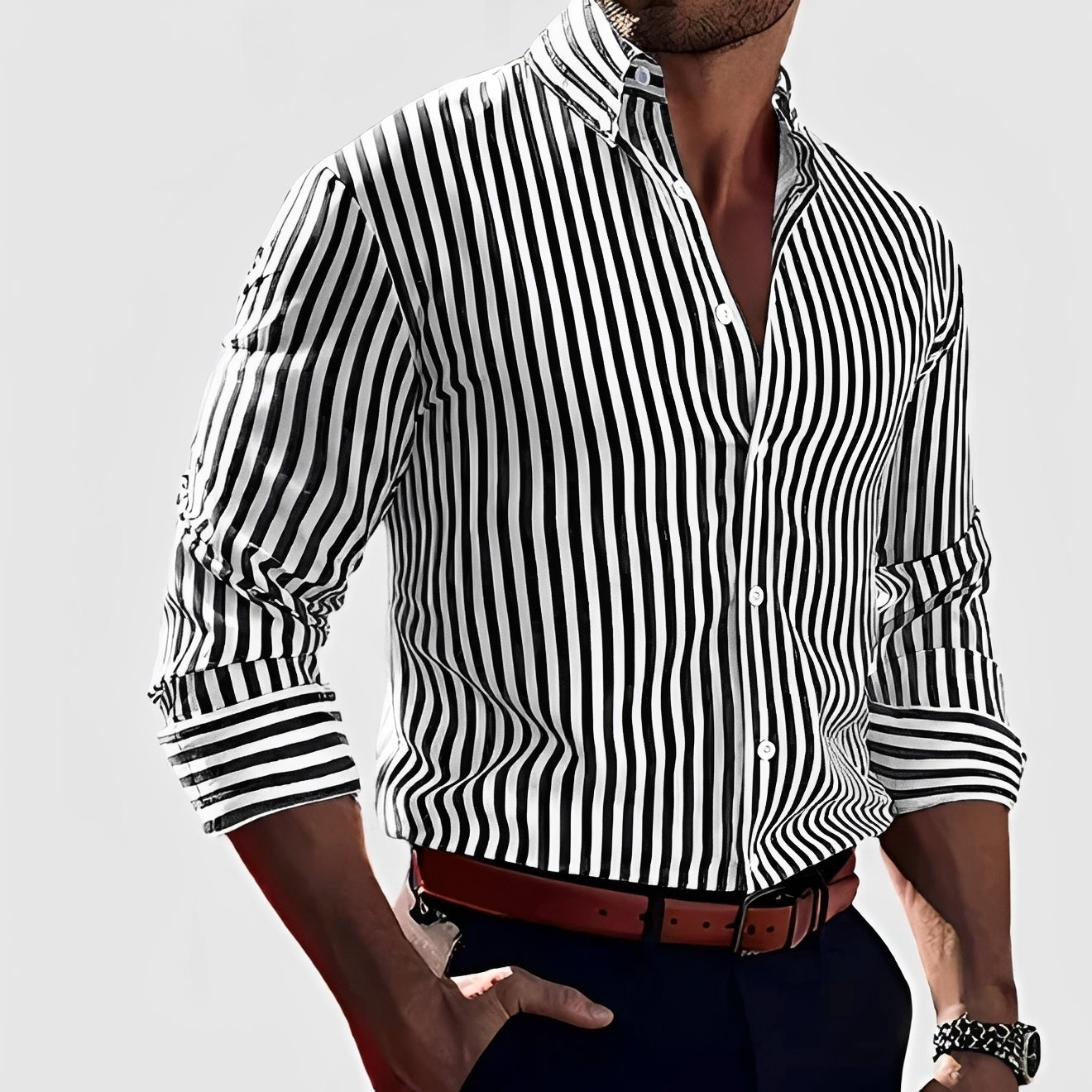 Robbins - Chemise à rayures casual avec manches longues