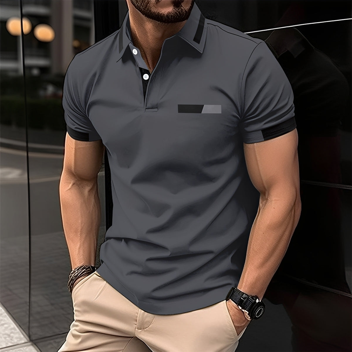 Julian - Polo chic et sportif avec col rabattu pour hommes