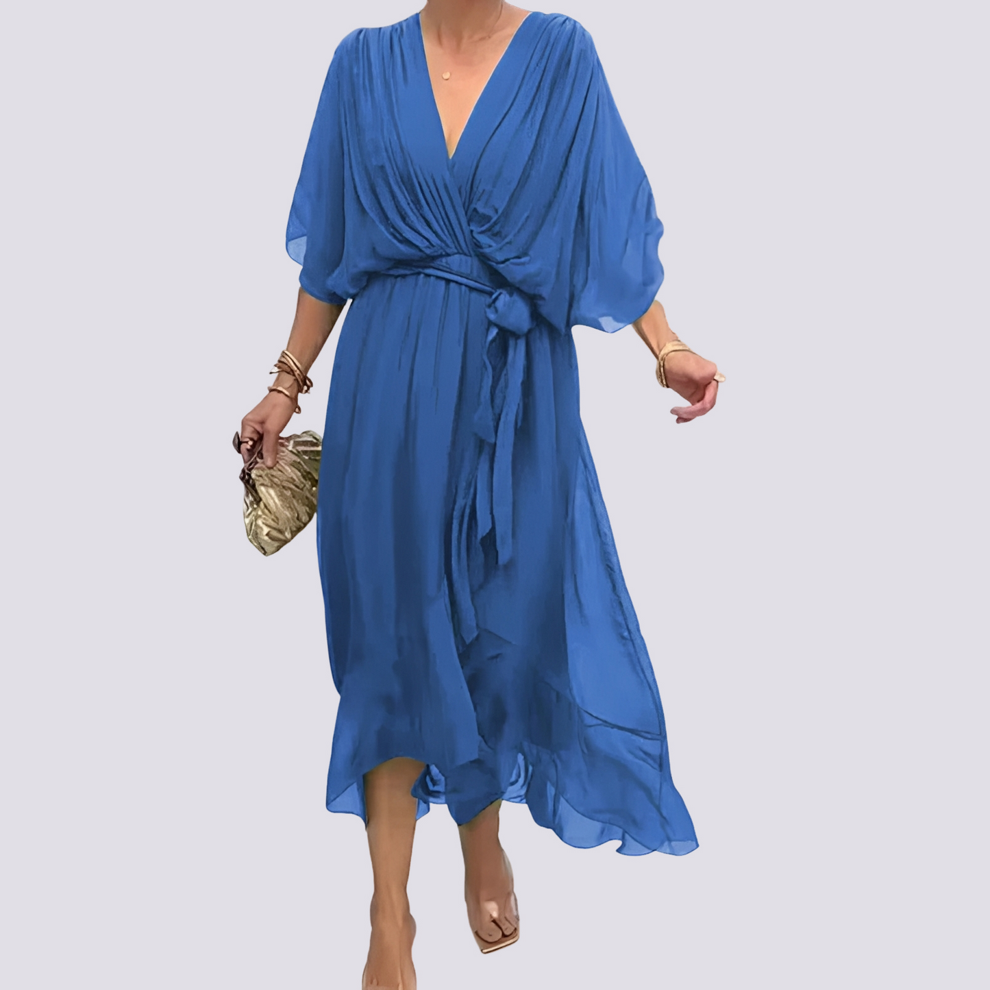 Jane - Robe avec coupe asymétrique et col en V