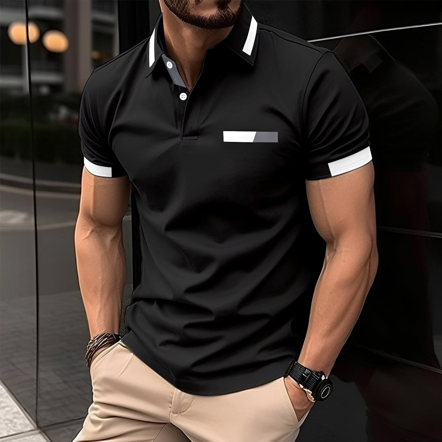 Julian - Polo chic et sportif avec col rabattu pour hommes