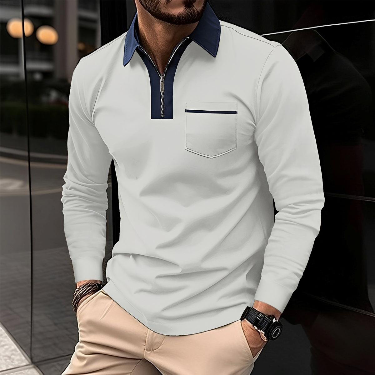 Jackson - Polo homme à manches longues - pour un look casual