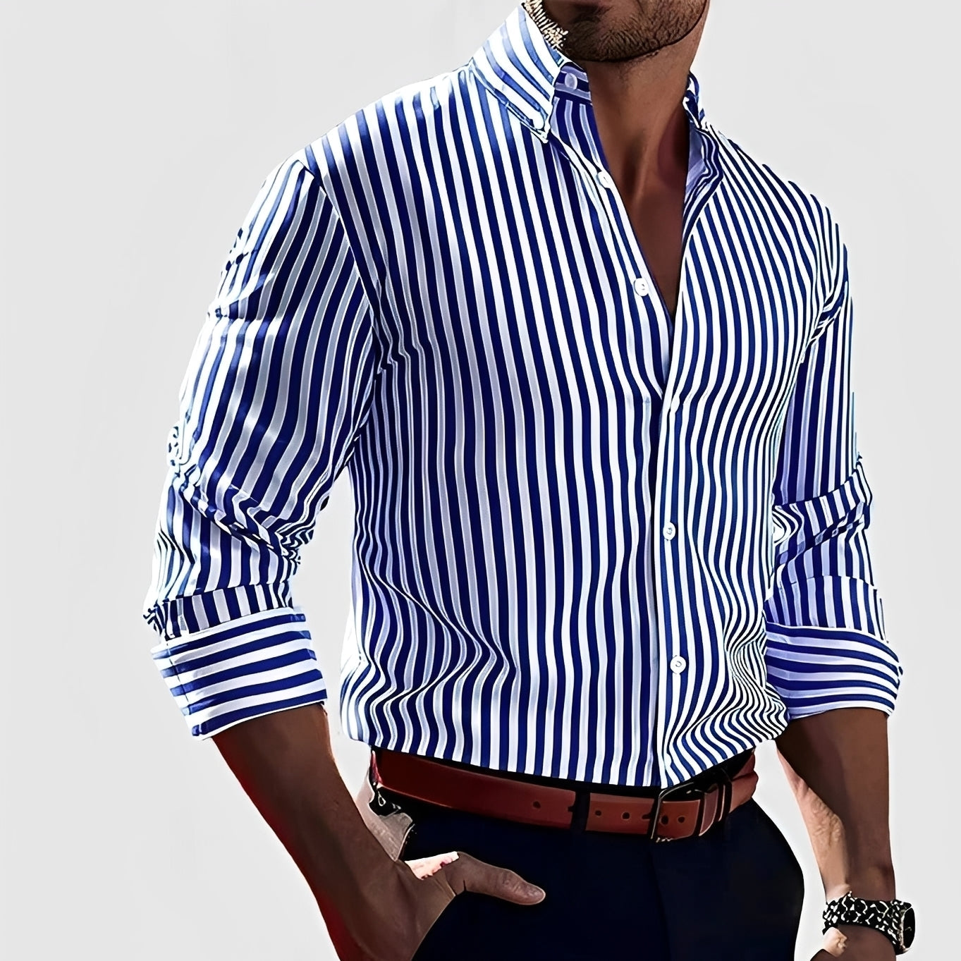 Robbins - Chemise à rayures casual avec manches longues