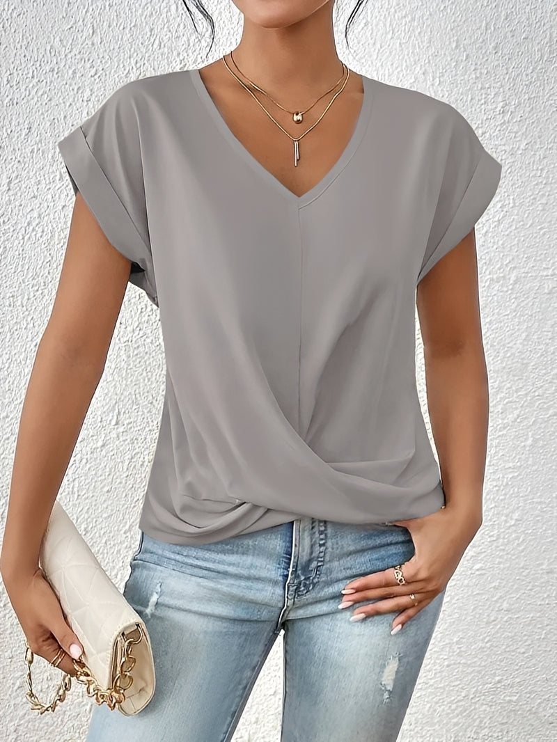 Lucie – T-shirt femme à col V – usage de tous les jours