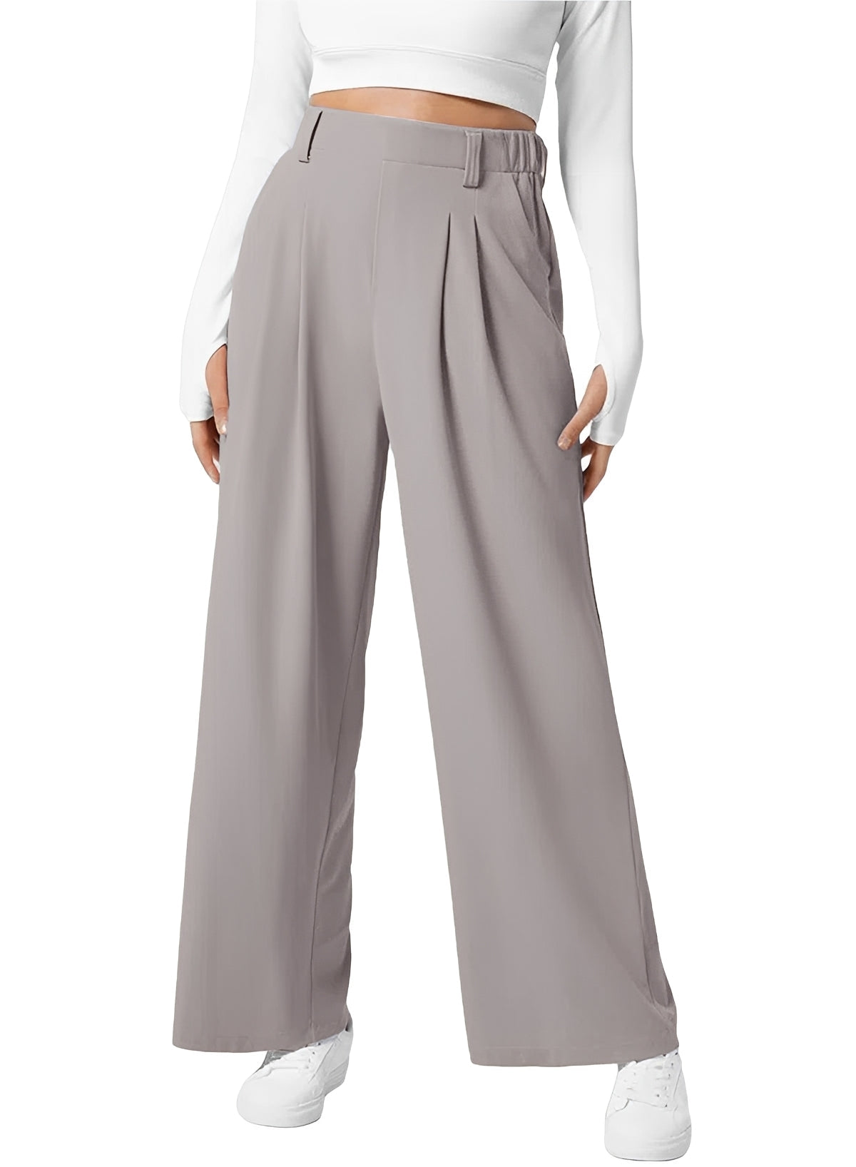 Kyla - Pantalon Évasé à Taille Haute Élastique