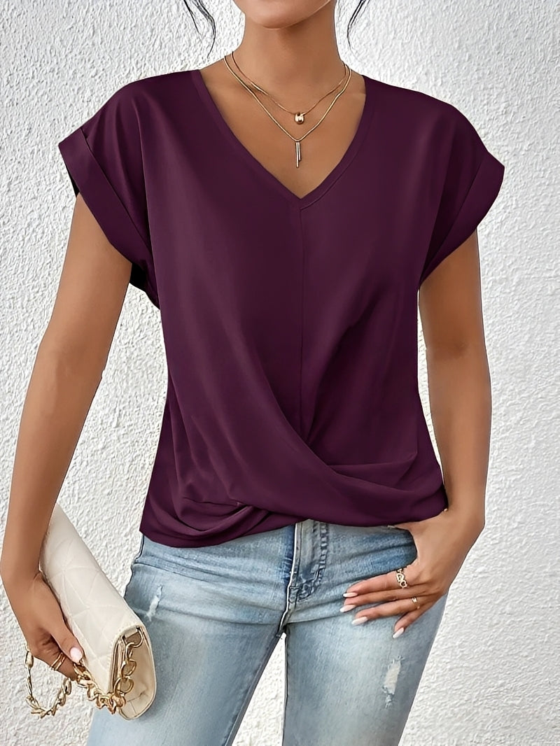 Lucie – T-shirt femme à col V – usage de tous les jours