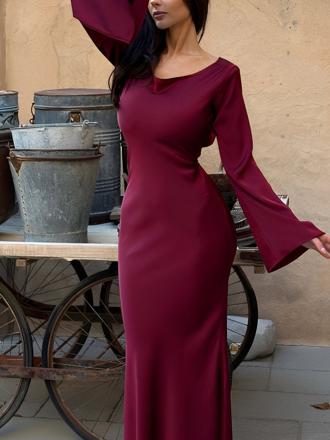 Josie - Robe Longue Décontractée à Manches
