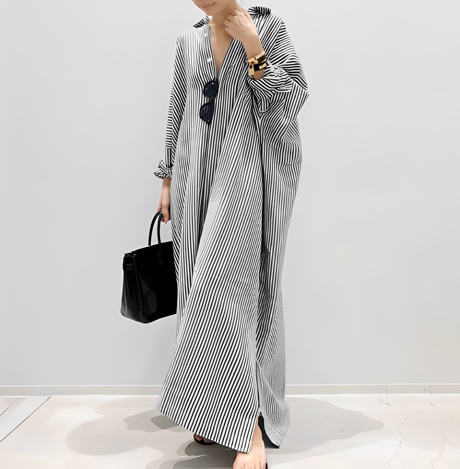 Jasmine - Chic robe chemise rayée pour femmes