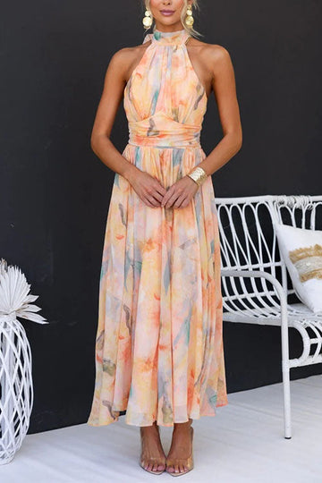 Ava - Robe midi à col halter