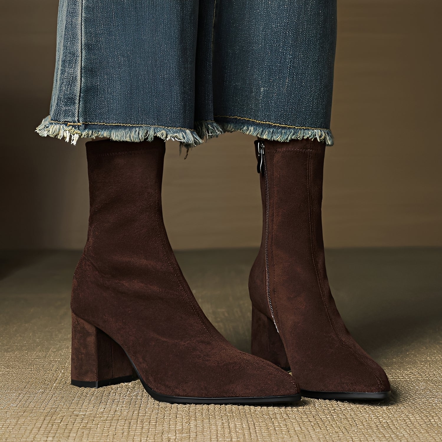 Mikayla - Bottes à Talons Confortables avec Fermeture Éclair