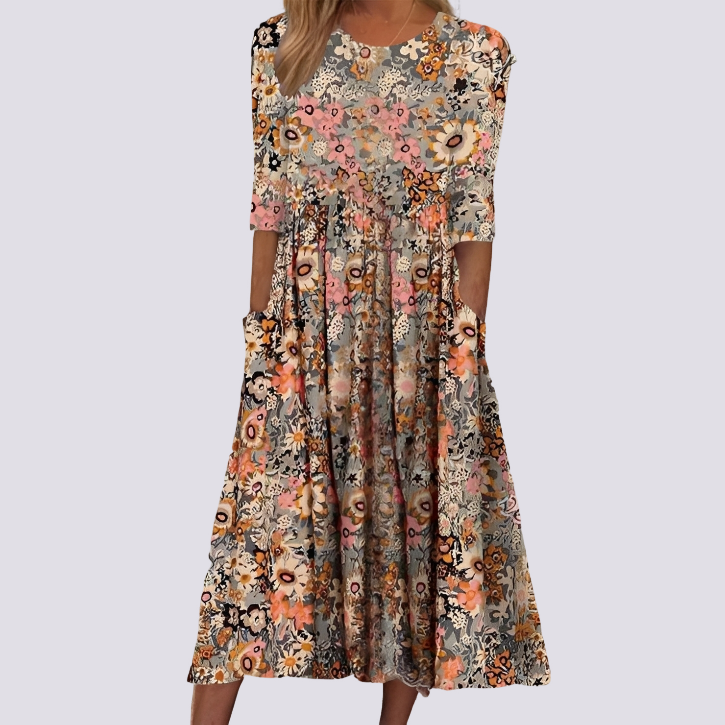 Lucie - Robe longue à fleurs chic