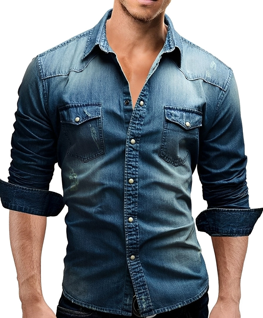 Arjun - Chemise en jean pour homme - manches longues style décontracté