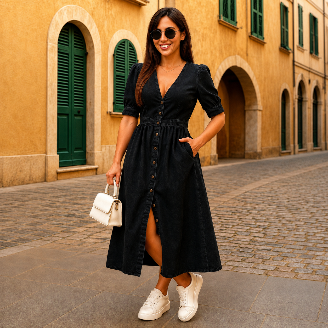 Marsha - Robe Chic à Boutons