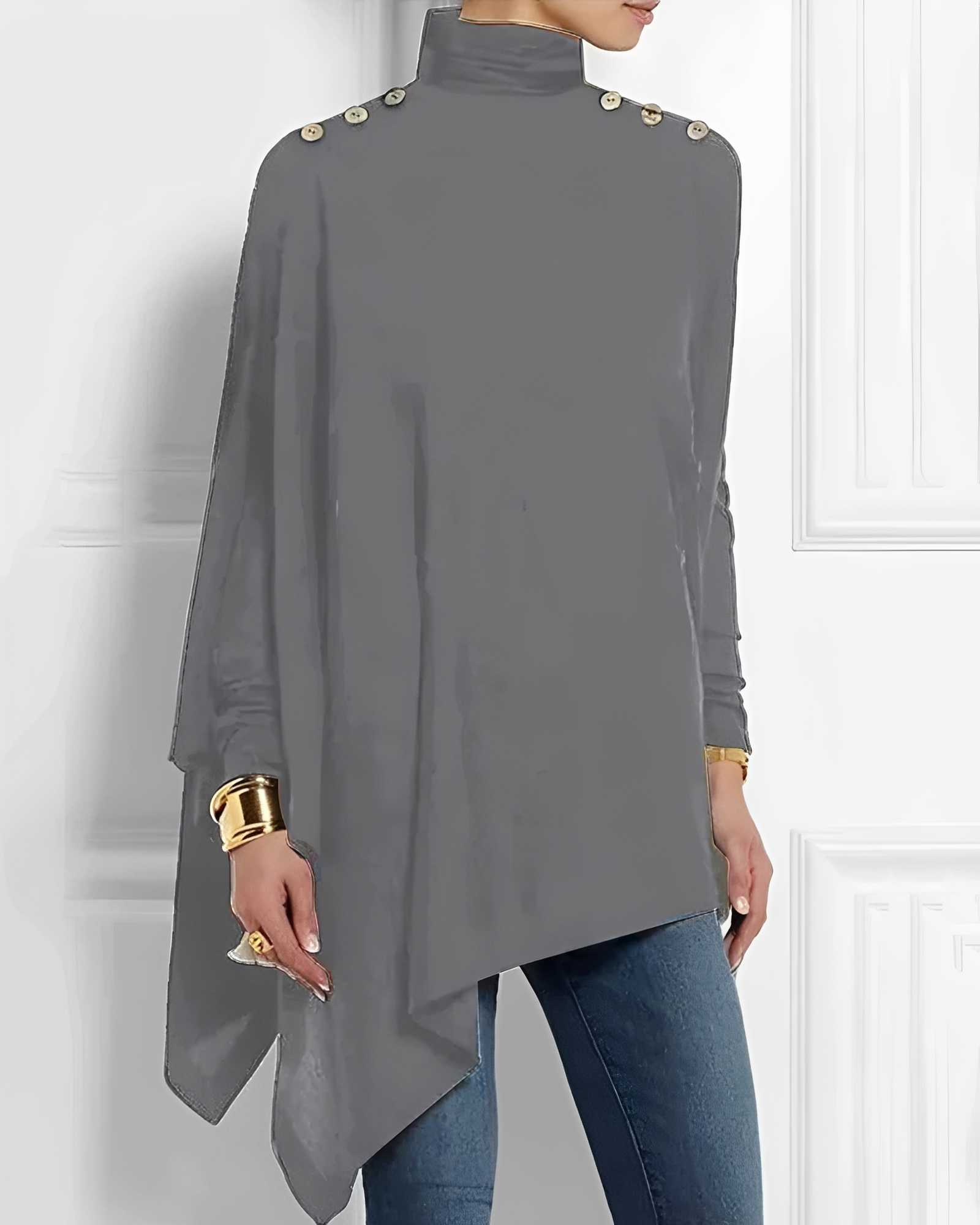 Rhoslyn - Élégante chemise à col haut