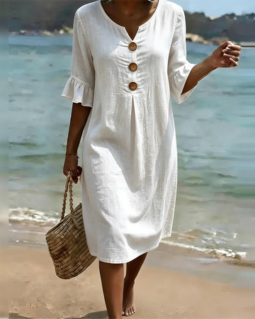 Zahara - Robe Midi à Boutons Élégante