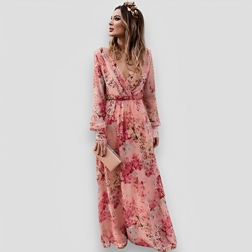 Elanisse - Robe Longue Chic à Col en V