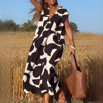Vicky - Robe Élégante à Col V Coupe Ample