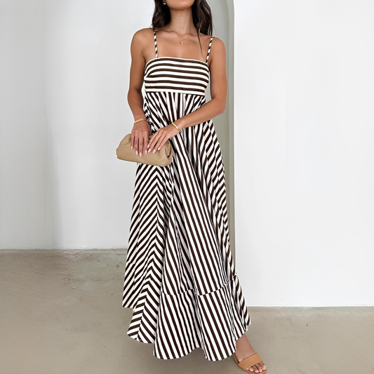 Lerra - Robe Longue Plissée Rayée