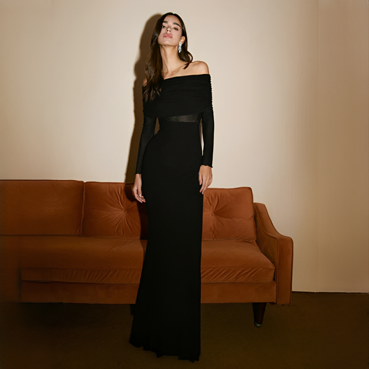 Ermanda - Élégante robe longue épaules dénudées