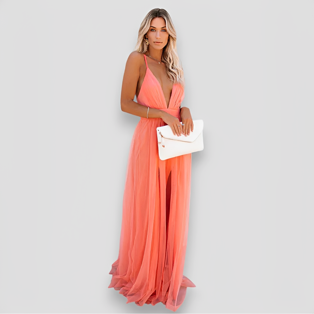Lidia - Robe Maxi Élégante à Col en V