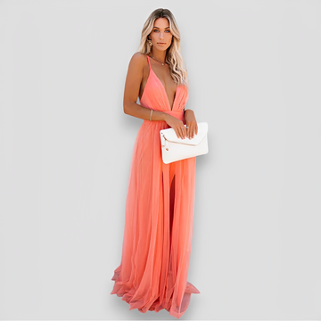 Lidia - Robe Maxi Élégante à Col en V