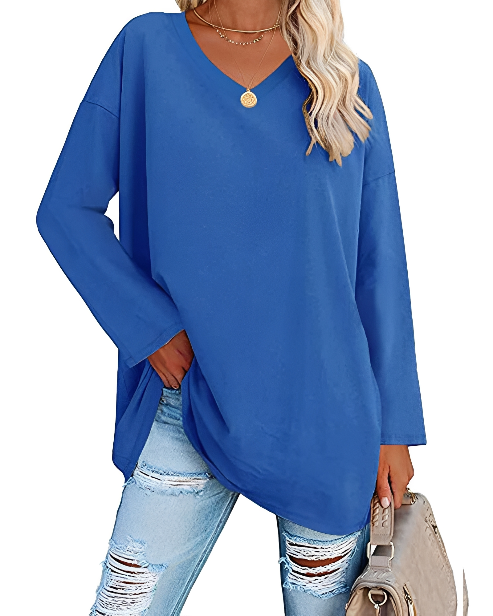 Kendra - Blouse ample à col en V élégant