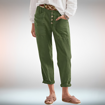 Rhonwen - Pantalon Chic avec Boutons et Coupe Lâche