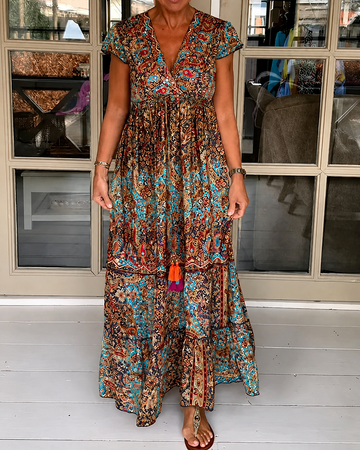 Calneshia - Élégante Robe Maxi à Col V