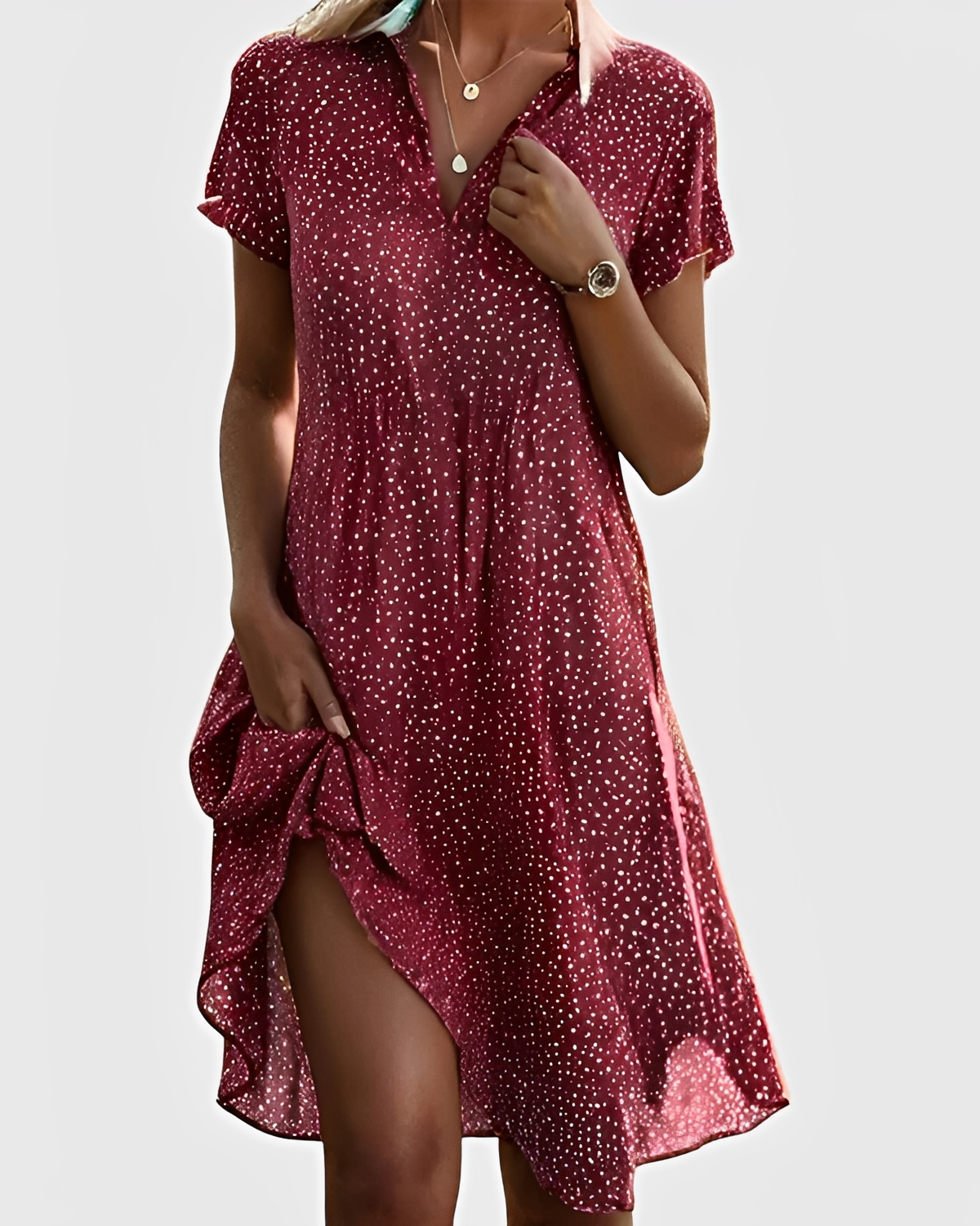 Vivella - Robe Midi à Col V Élégante