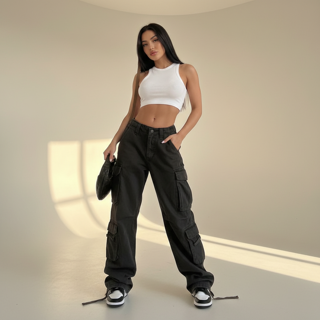 Kamley - Pantalon Cargo Évasé et Moderne
