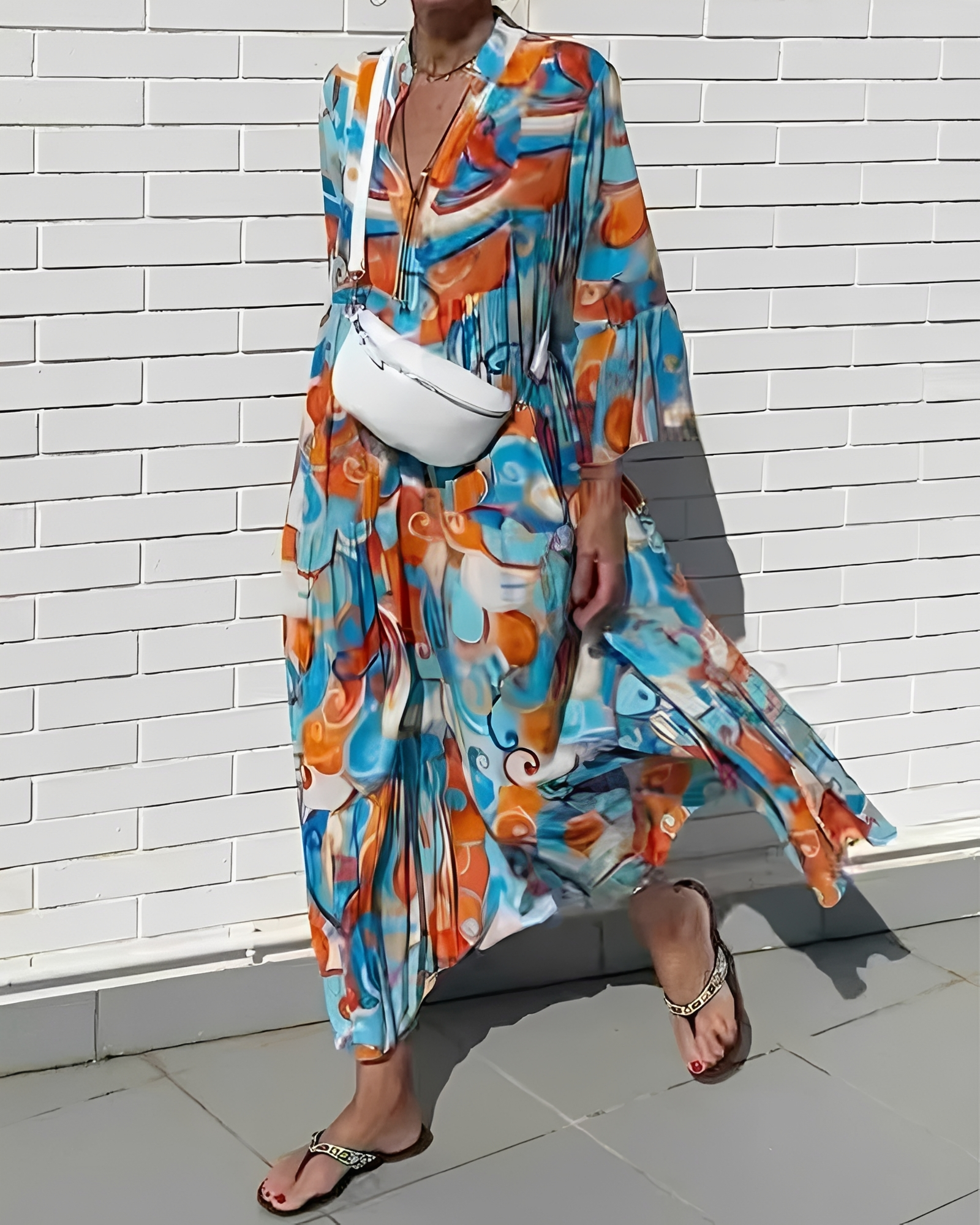 Giana - Robe midi décontractée à col en V