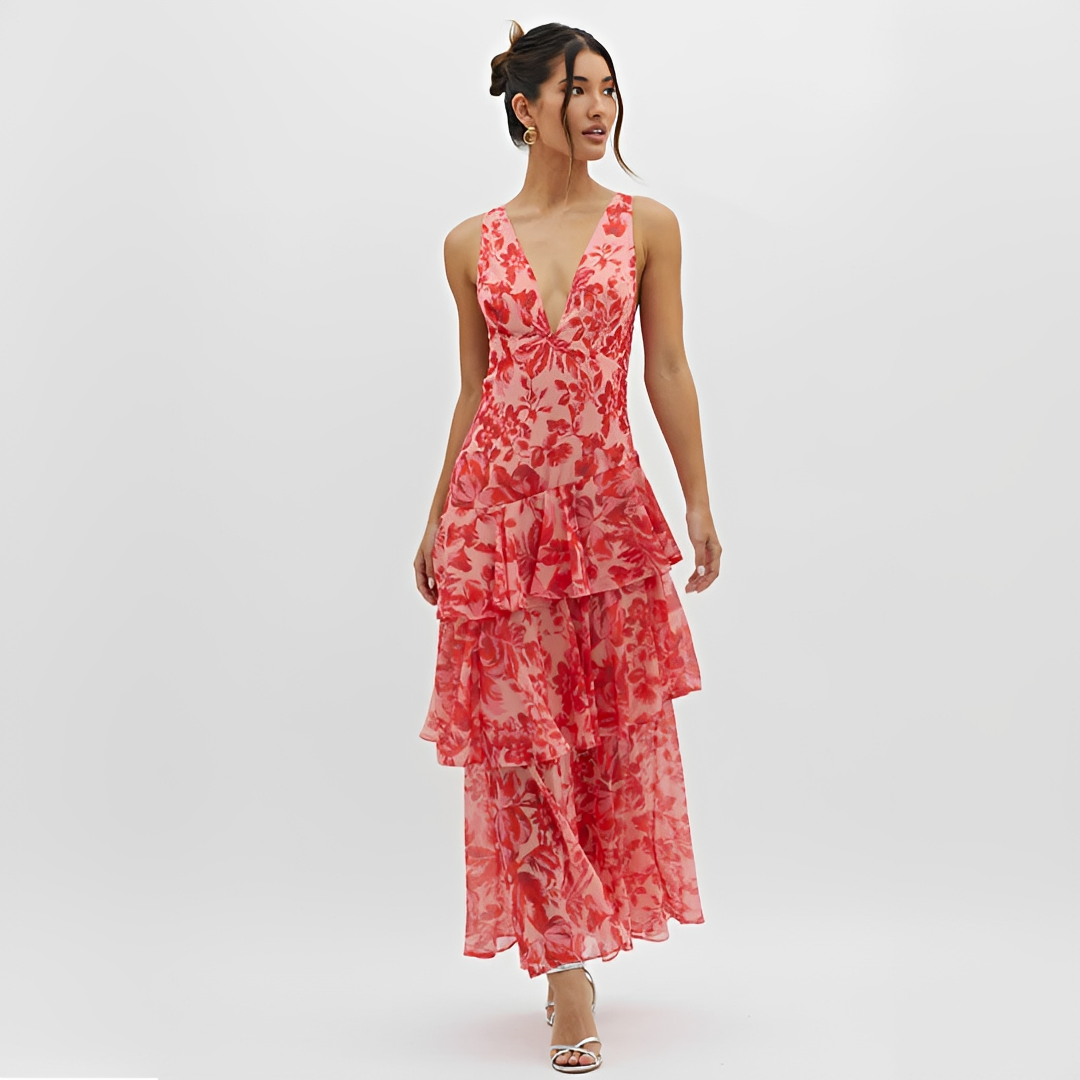 Faye - Robe Fluide avec Dos Ouvert et Col V Élégante