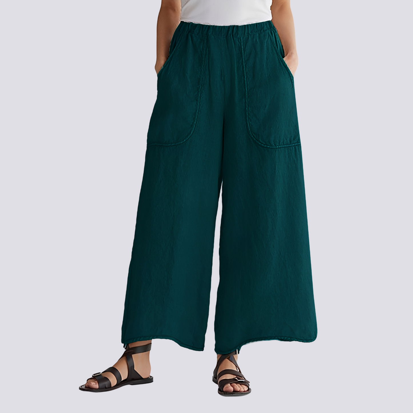 Angela - Pantalon femme à jambes évasées et style décontracté