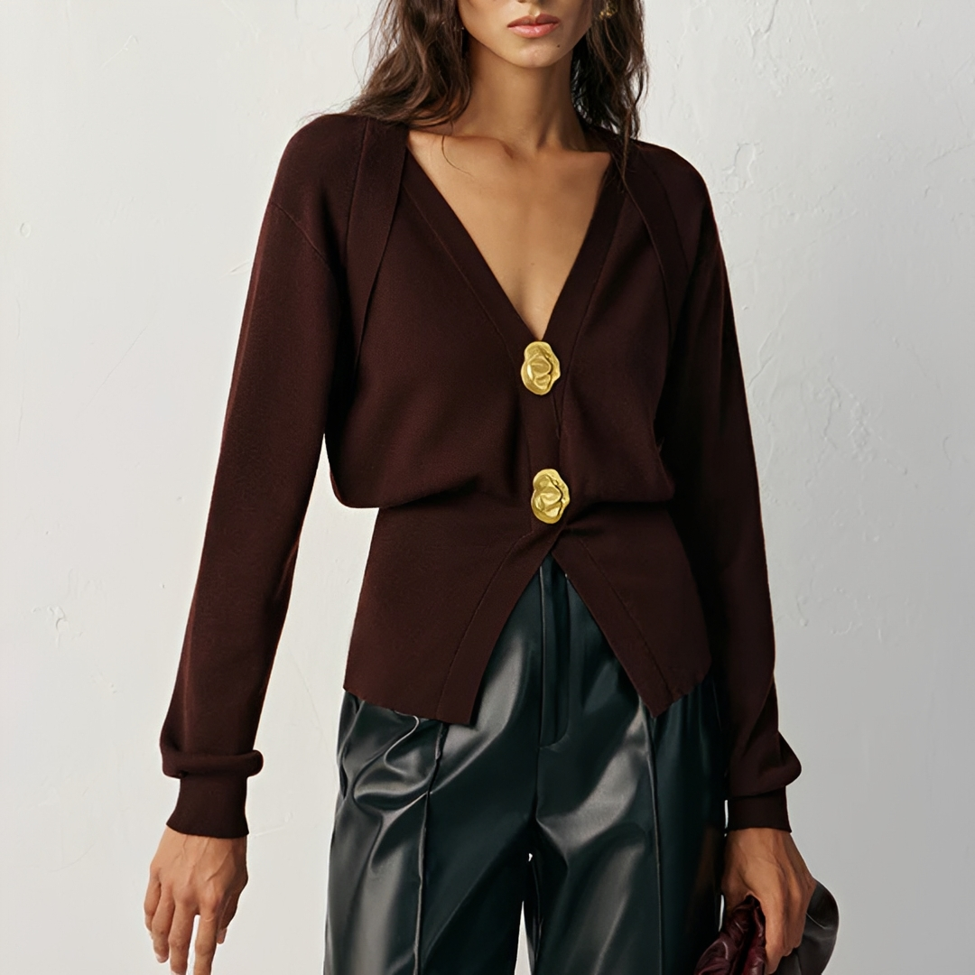 Kisha - Cardigan Élégant à Col en V