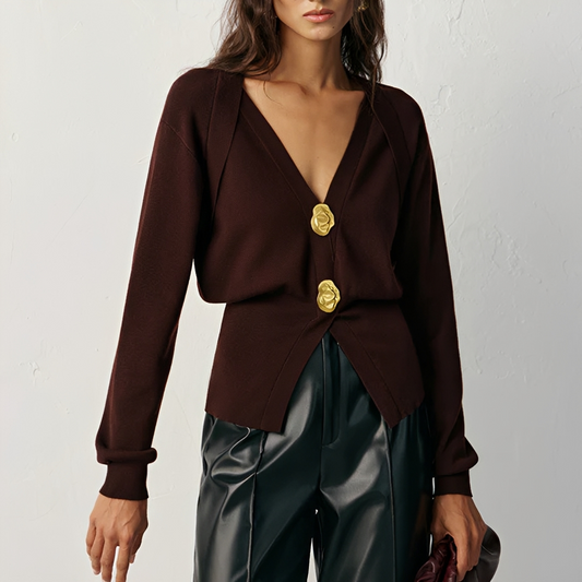Kisha - Cardigan Élégant à Col en V